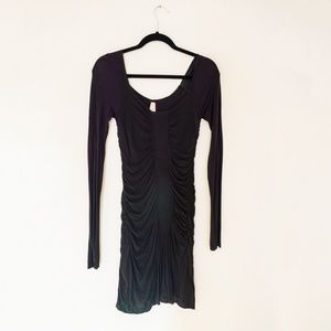 Bailey 44 Black Ruched Dress Long Sleeve